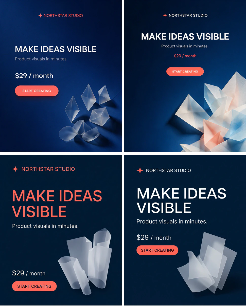 Seedream 5.0 Pro vs Nano Banana 2 typography comparison for a fictional paid social ad